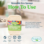 Natural Cleaning Sponges, 100% Organic Luffa Dish Scrubber, Plant-Based Compostable Kitchen Dishwasher Sponge, Cleans Sink, Grout & Tile, Non Scratch Scouring Pad - 4.4 x 2.8 in, Pack of 3