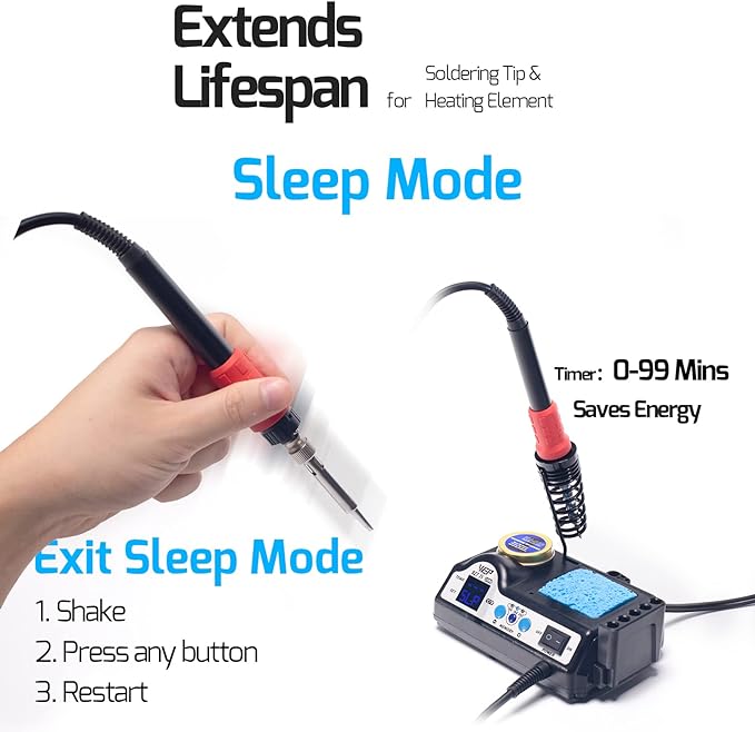 WEP 927-IV Soldering Station Kit High-Power 110W with 3 Preset Channels, Sleep Mode, LED Magnifier, 5 Extra Iron Tips, Tip Cleaner, 2 Helping Hands, Tip Storage Slots, Lead-free Solder Wire, Tweezers