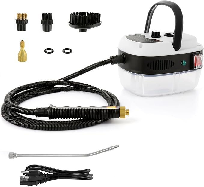 Dyna-Living Steam Cleaner 2500W Car Steamer for Auto Detailing Handheld Steamer Cleaner for Home, High Pressure Steam Cleaner with 1L Water Tank Portable Steamer for Cleaning Kitchen Hood Use