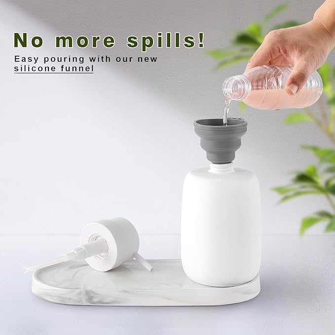 Matte White Soap Dispenser Bathroom,Ceramic Soap Dispenser Lotion Pump Dish Soap Dispenser for Kitchen,16oz Refillable Liquid Hand Wash Dispenser for Bathroom (Rubber Paint)