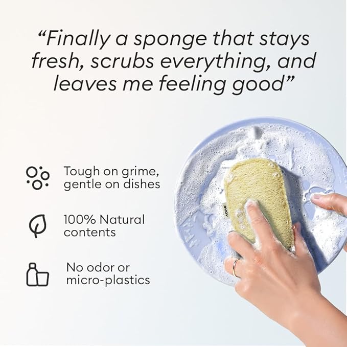 Vove Cleaning Duo, Bamboo Dish Brush Set and Natural Dish Sponges, FSC-Certified Bamboo, Sisal, Loofah, Cellulose, Plastic-Free, Eco-Friendly Zero-Waste Kitchen Dish Scrubber Set