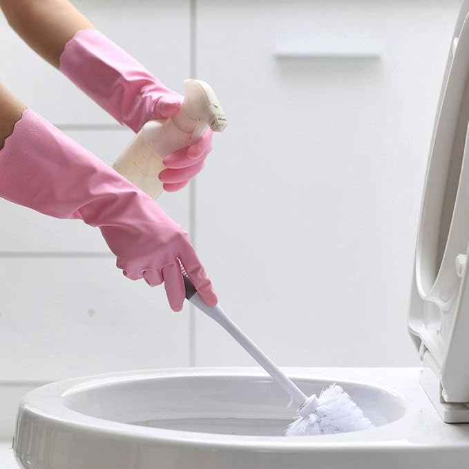 HSL Household Cleaning Gloves - Reusable Kitchen Dishwashing Gloves with Latex Free, Cotton lining, Waterproof, Non-Slip (Small, 2 Pairs)