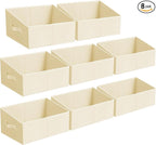 Storage Bins Cube Storage Organizer - 8 Pack Fabric Trapezoid Storage Cubes for Bins and Baskets for Shelves Collapsible Non-Separating Trapezoidal Flared Cube Organizer, Beige