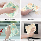 6 - Pack Swedish Kitchen Dish Cloths - Reusable Paper Towels for Counters & Dishes - Eco Friendly Cellulose Sponge Cloth - Assorted (Flower Pattern)