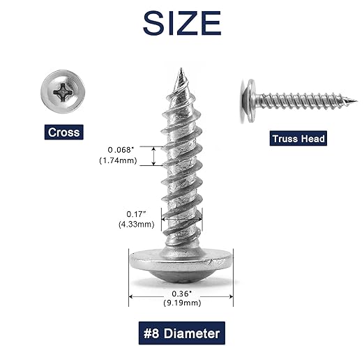 #8 Screws Assortment Set 210Pcs 410 Stainless Steel Standard Thread Truss Head Fast Self Tapping Wood Screw by SG TZH