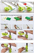 Window Cleaning Tool U Shaped Window Cleaner for External Window Washer with Telescopic Pole, Angle Adjustable Sponge Head and Squeegees