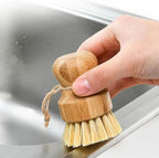 Bamboo Dish Cleaner Bristle Brush, 2-Pack