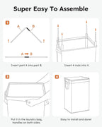 SOLEDI Laundry Hamper with Lid 90L Large & Tall Collapsible Laundry Basket, Clothes Hamper with Bag Removable Easy to Carry, Dirty Hampers for Bedroom, Bathroom, Dorm, College, Light taupe
