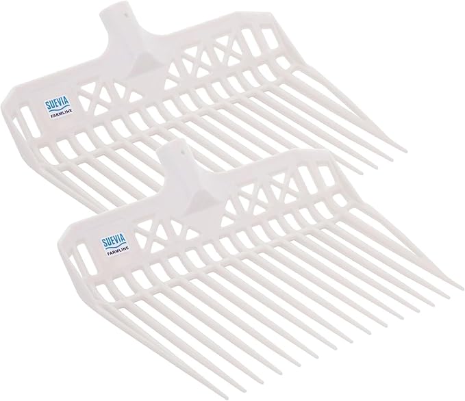 Pro Manure Fork Head Without Handle - Ultra Strong and Stable - Teeth Length: 7 3/4'' - Premium Pitchfork Replacement Head - White (2 Units)