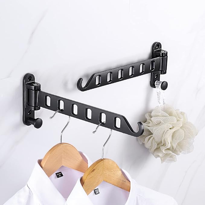 JOOM Laundry Drying Rack Wall Mounted Clothes Drying Rack Clothes Hanger Black