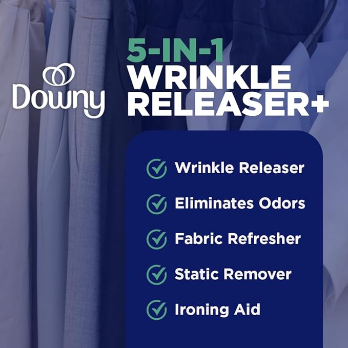 Downy Wrinkle Releaser Spray | All In One Wrinkle Release Spray, Odor Eliminator, Static Remover | Fabric Refresher & Ironing Aid for Clothes | 16.9 Fl Oz (Pack of 2) & 3 FL Oz, Crisp Linen Scent
