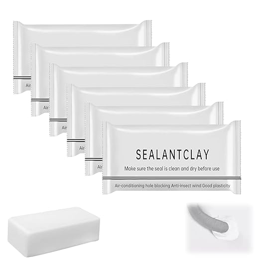 6-Pack Waterproof Sealant Mastic,White Duct Seal Repair Sealing Clay,Quick Mending Mud for Drain Pipes,Wall Hole, Air Conditioning Hole Waterproof Seal Putty
