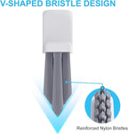 V-Shaped Grout Cleaner Brush, 3 Pcs Hard Grout Cleaning Brushes for Tile Floors, Handheld Grout Brush Set with 3 Hooks for Shower, Bathroom, Kitchen, Home Use