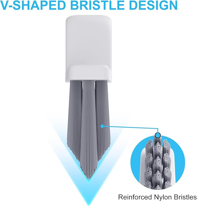 V-Shaped Grout Cleaner Brush, 3 Pcs Hard Grout Cleaning Brushes for Tile Floors, Handheld Grout Brush Set with 3 Hooks for Shower, Bathroom, Kitchen, Home Use