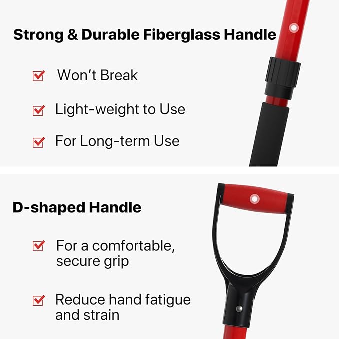 COSITA Pitch Fork for Garden, 44-Inches Pitchfork with Fiberglass Handle, Gardening Spading Fork with 4 Metal Tines, Heavy Duty Pitchfork for Manure, Mulch, Digging, Aeration, Red