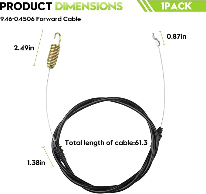 946-04506 Forward Cable for Cub Cadet, Craftsman, Huskee and Yard-Machines Rototillers, Fits Models RT35 RT45 RT75 RT100 VT100 404 CRT 40M 400 CRT, Replaces Part Number 746-04506 946-04504 746-04504