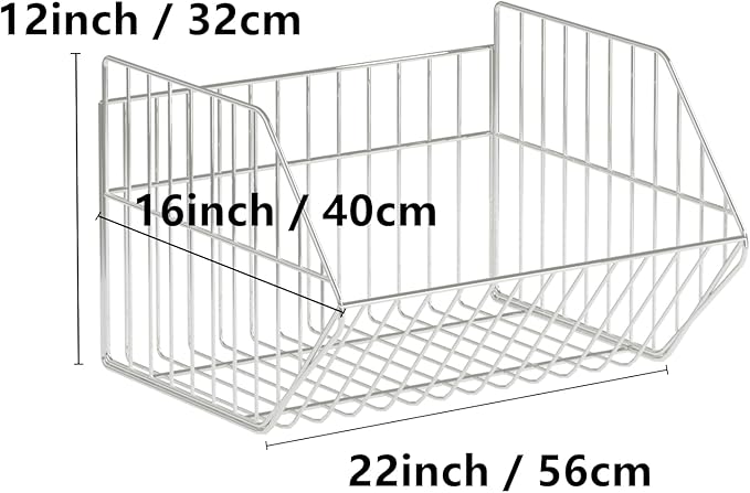 Heavy Duty Standing Metal Shelving Unit, Durable Metal Storage Basket, Folding Shoe Racks, Clothing Sweaters Shoes Handbags Organizer for Kitchen Garage Pantry Porch (1-Tier Basket only)