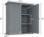 ChooChoo Bathroom Wall Cabinet, Over The Toilet Space Saver Storage Cabinet, Medicine Cabinet with 2 Door and Adjustable Shelves, Cupboard, Navy Blue