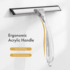 AmazerBath Shower Squeegee for Glass Doors, All-Purpose Squeegee with Suction Hook & Adhesive Hook, Clear Squeegee for Shower Glass, Windows, Mirrors, Tiles and Car Windows - 10 Inches, Clear