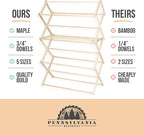 Pennsylvania Woodworks Clothes Drying Rack: Solid Maple Hard Wood Laundry Rack for Sweaters, Blouses, Lingerie & More, Durable Folding Drying Rack, Made in USA, No Assembly Needed, Medium