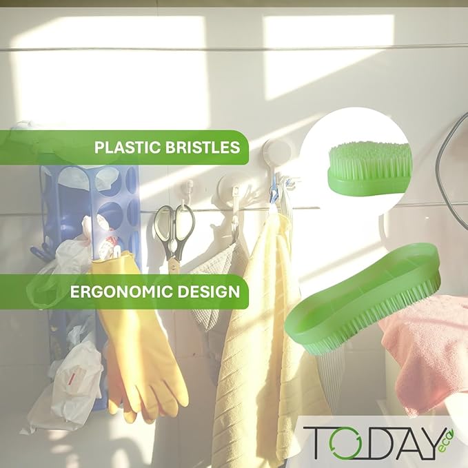 Today - Stiff Hand Brush for Carpet, Artificial Grass and Textile Surfaces – Durable Plastic Bristles Scrubbing Brush – Made in Italy – Ideal for Rugs, Stairs and Hard Floors