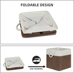 Bidtakay Collapsible Rustic Cube Storage - Brown Cloth Baskets with Handles, 13x13x13 Inch, Set of 3 Fabric Storage Bins