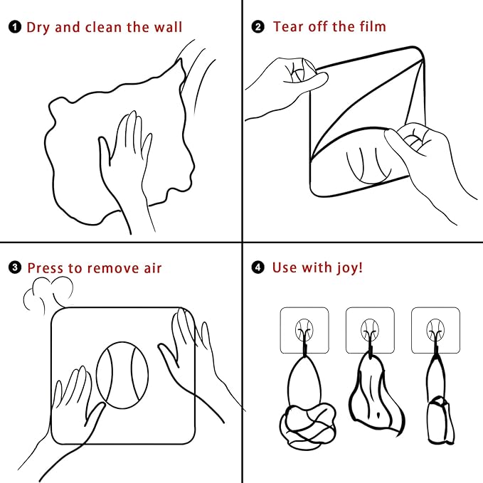 Heavy Duty Adhesive Wall Hooks - Strong & Transparent, Hold up to 22lb, Waterproof & Reusable, Ideal for Kitchen, Bathroom, and Office (30 Pack)