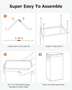 SOLEDI Slim Laundry Hamper with Lid, Narrow Laundry Basket with Removable Bags, Dirty Clothes Hamper with handle, Small Hamper perfect for Laundry room, Bathroom, Bedroom, Small spaces. 70L Black