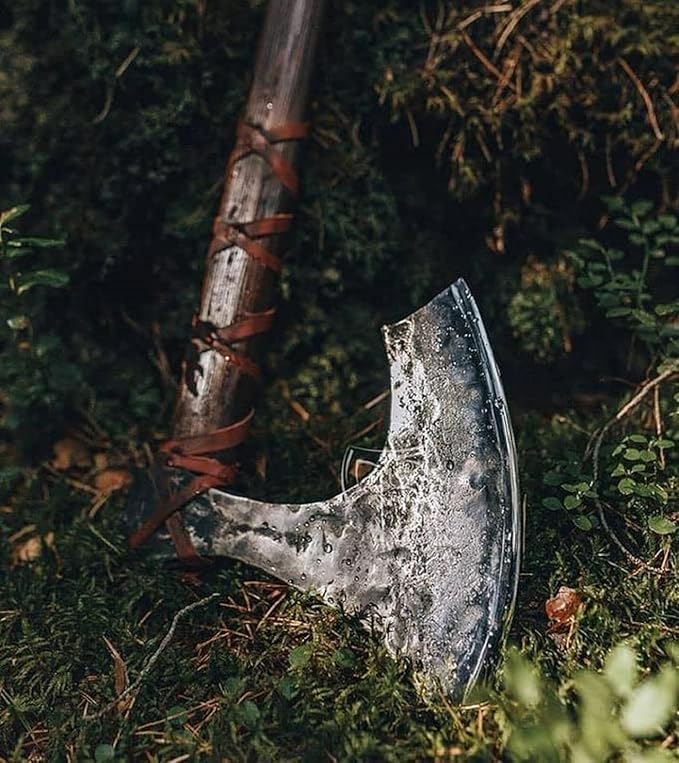 40”Two Handed Large Berserker Axe - Large Norse Axe - Scandinavian Style Viking Axe - Functional Viking Axe with Protective Sheath
