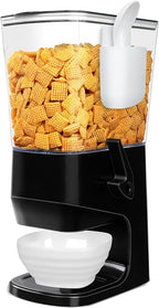 Cereal Dispenser Countertop Wath Bowls and Spoons Cereal Containers Storage for Pantry Snack Organizer Dry Food Storage Container with Lid for Kitchen Organization Oatmeal Nut Granol（Black 1 pack ）