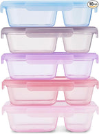 Ello Snap & Nest 10-Piece 3 Cup Plastic Divided Meal Prep Set, Reusable Food Containers for Healthy Eating, Freezer, Dishwasher Safe, Berry Fields