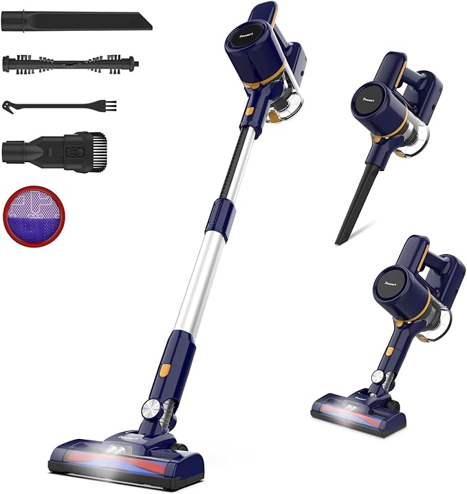 N7S Cordless Vacuum Cleaner, 6-in-1 Multifunction Cordless Vacuum, 210W Powerful Vacuum Cleaner, 6 Cell 2200mAh Stick Vacuum Cordless Rechargeable for Home (Deep-Blue)