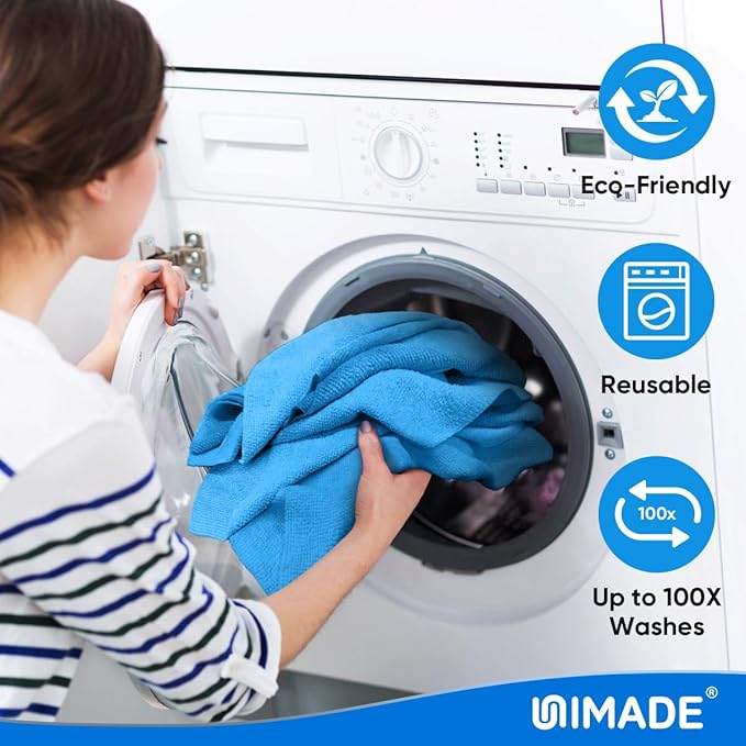 Shop Towels Rags, 150 Pack Reusable Shop Rags Bulk Microfiber Cleaning Cloth Lint Free Cleaning Towels for Car Kitchen Automotive Bar Mechanic Restaurant Garage, 11.5"x 11.5", Blue