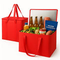 musbus 2Pk Insulated Reusable Grocery Bags, Collapsible Cooler Bag for Groceries, Heavy Duty Large Insulated Bag (Large, Bright Red)