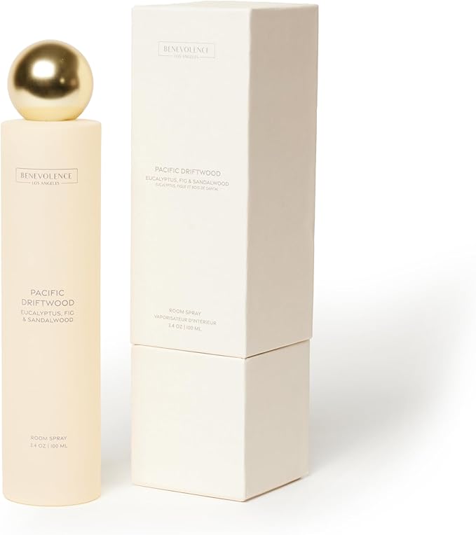 Benevolence LA Pacific Driftwood Room Spray | Eucalyptus, Fig & Sandalwood | 3.4oz | Versatile Home Fragrance, Pillow & Linen Spray | Low VOC, No Alcohol | Malibu Sands Collection