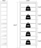 VASMIA 6-Tier Bamboo Shelf,Bamboo Storage Shelving Unit,Tall Bookcase with Adjustable Shelves,Multipurpose Storage Display Shelf for Bathroom, Living Room, Balcony, Kitchen,White