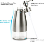 2 Pack Soap Dispenser Stainless Steel Case Glass Liner Hand Pump Dispenser, Refillable Liquid Hand Soap Dispenser for Bathroom & Kitchen - Brushed Nickel, Silver & Black