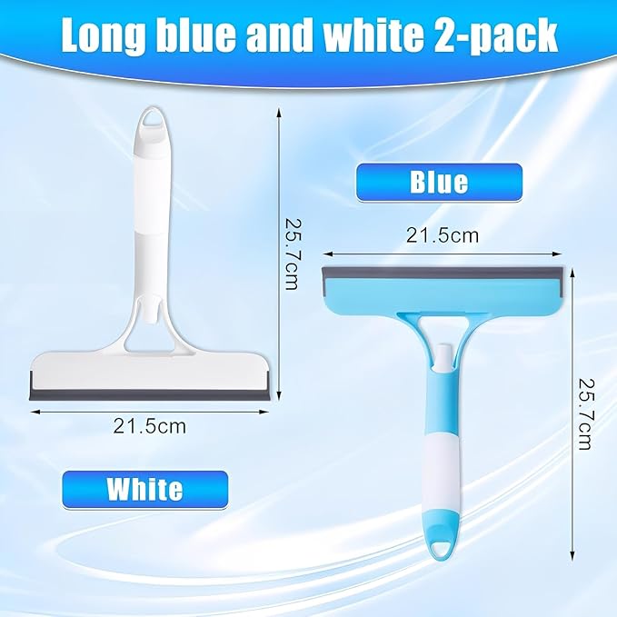 3 in 1 Window Cleaning Scraper with Spray, Scrubber and Shower Squeegee for Glass Doors, Mirrors, Car and Home, All-Purpose Window Cleaner Tool (White)