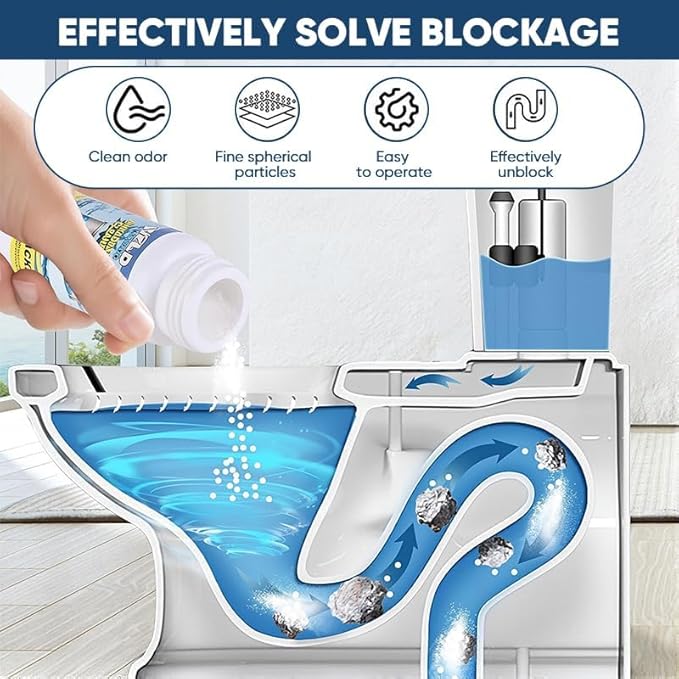 Saker Powerful Foaming Drain Cleaner Powder, Easy-Pour Clog Remover for Kitchen Sink, Bathroom Tub & Shower, Toilet and Floor Drain, Helps Break Down Hair, Soap Scum, Paper and Sludge(1Pack)