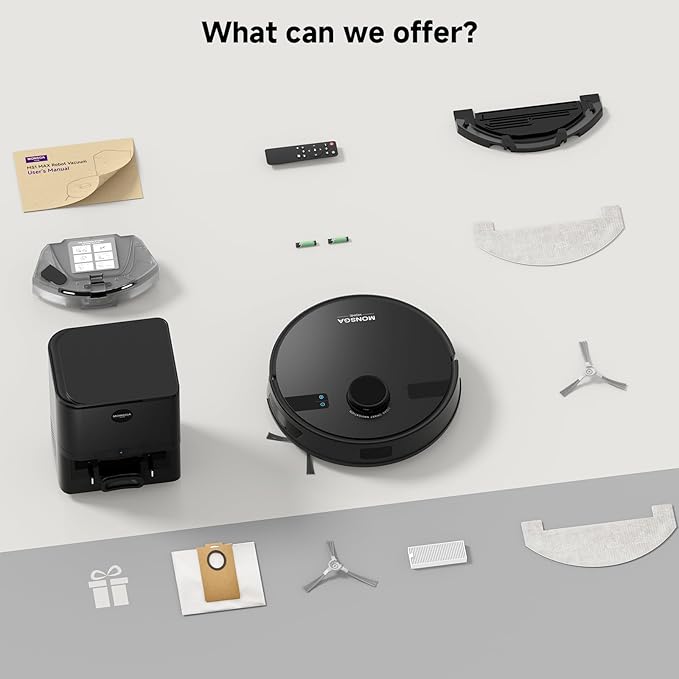 MONSGA Robot Vacuum and Mop Combo, 5000Pa Robotic Vacuum with 3.5L Self Emptying Station, Lidar Navigation Robot Vacuum Cleaner, 180mins Runtime, APP/Remote/Voice Control, for Hard Floors and Carpets