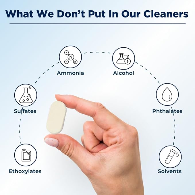 Glass Cleaner Refill Tablets | Plant-Based Streak-Free Window & Mirror Cleaner | Non-Toxic & Eco-Friendly Cleaning Solution | Plastic-Free Packaging | Assorted - Pack of 16