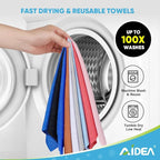 AIDEA Microfiber Cleaning Cloth 165 Sheets 3 Roll, Microfiber Towels for Cars, Shop Rags Washable, Cleaning Rags Reusable Paper Towels for Automotive, House, Cleaning Supplies 11×9" Dark Blue