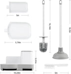 Toilet Brush and Plunger Set, 3 in 1 Toilet Bowl Brush and Holder with Crevice Cleaning Brush Wall Mounted Household Bathroom Cleaning Tools Plunger Toilet Brush Combo (1 Pack)