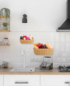 AceList Wall Hanging Basket, Boho Style Hand-Woven Hanging Storage Baskets - Set of 2, Ideal for Boho Room Decor, Kitchen, Garden, and Living Room