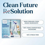 Glass Cleaner Refill Tablets | Plant-Based Streak-Free Window & Mirror Cleaner | Non-Toxic & Eco-Friendly Cleaning Solution | Plastic-Free Packaging | Ocean Mist - Pack of 16