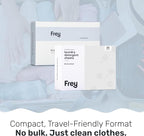 FREY Laundry Detergent & Dryer Sheets Bundle | 60 Count | Plastic Free | Liquidless Full Wash Solution | Soft Fresh Clothes (Fragrance-Free)