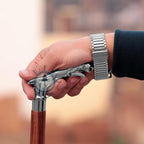 Deluxe Walking Sticks | Rosewood Crafted Cane with Solid Brass Chrome Decorative Bars | Nagina International