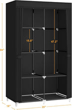 MOGELAFOO 35 Inch Portable Closet for Small Room, Clothing Organizer Storage Rack with Non-Woven Fabric Cover, 1 Clothes Hanging Rod, 6 Storage Shelves, Black