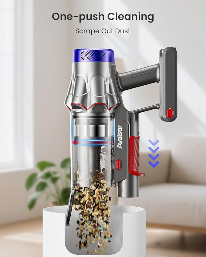 Cordless Vacuum Cleaner, 48KPa 580W 65Mins Vacuum Cleaner for Home, Anti-Tangle Self-standing Stick Vacuum with Scented Tablet, Upgraded Dust Cup Scraping, Vacuum Cordless for Pet Hair/Carpet/Floors