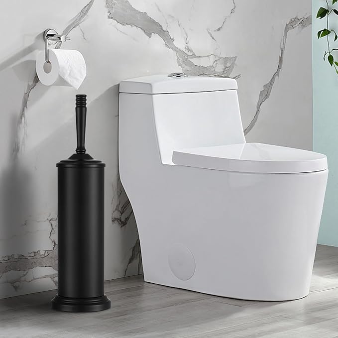 Black Toilet Brush and Holder Set, Stainless Steel Toilet Brush for Bathroom,Heavy Duty Black Toilet Bowl Brush and Holder,Deep Cleaning Modern Toilet Cleaner Brush -Space Saving, Covered Brush